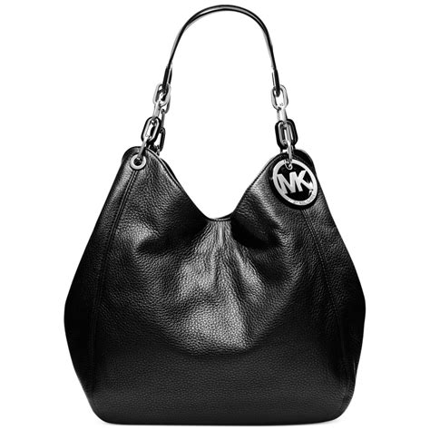 premium michael michael kors michael michael kors fulton ballerina's black|Fulton Large Logo and Leather Shoulder Bag .